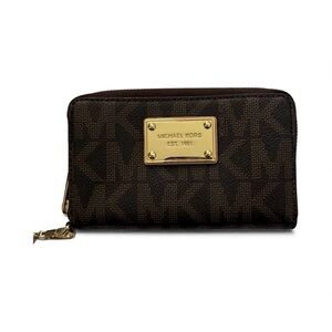 Michael Kors Dark Brown Wallet with Gold Plate